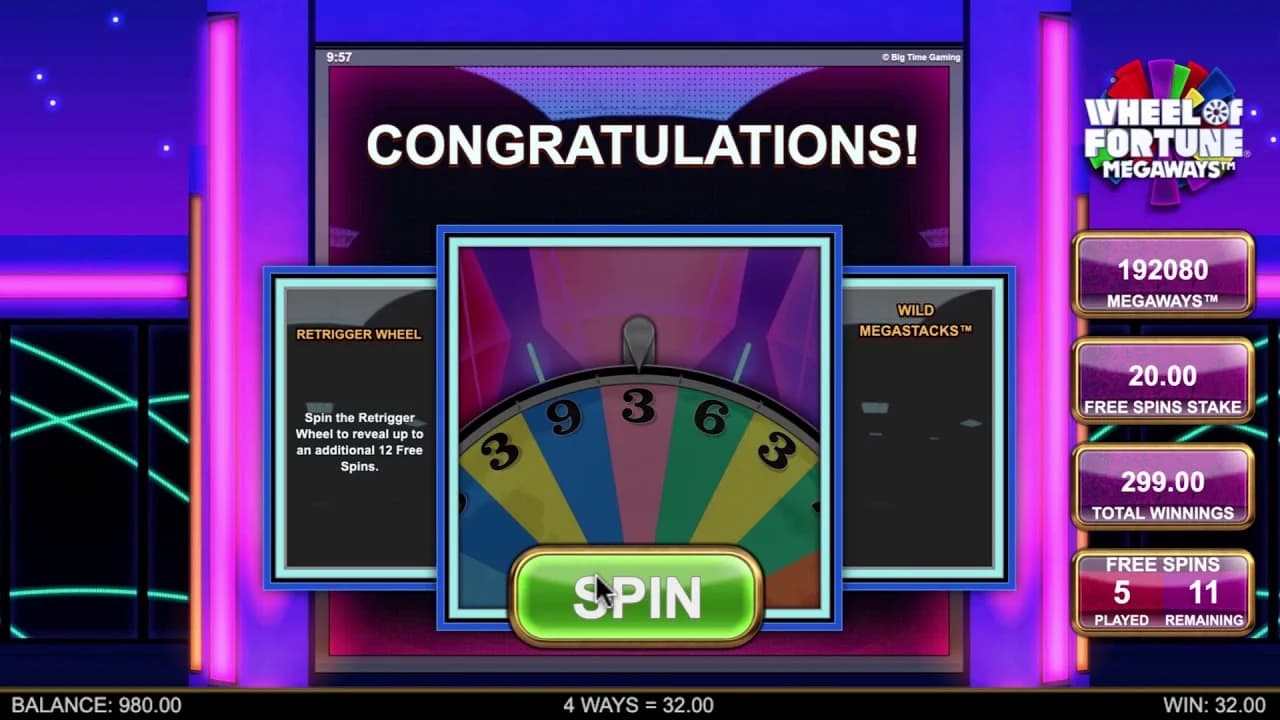 Wheel of Fortune Megaways slot by IGT, television game show theme with Wild Megastacks