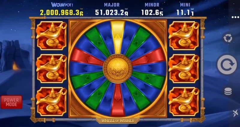 Wheel of Wishes slot by Microgaming, Arabian theme with WowPot four-tier jackpot