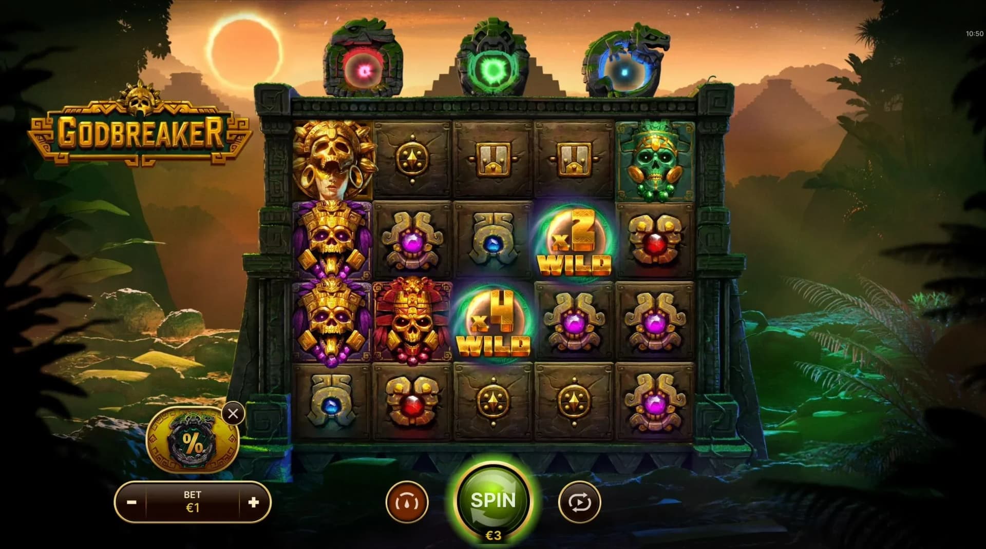 Wild symbols with multipliers on 5x4 grid system gameplay
