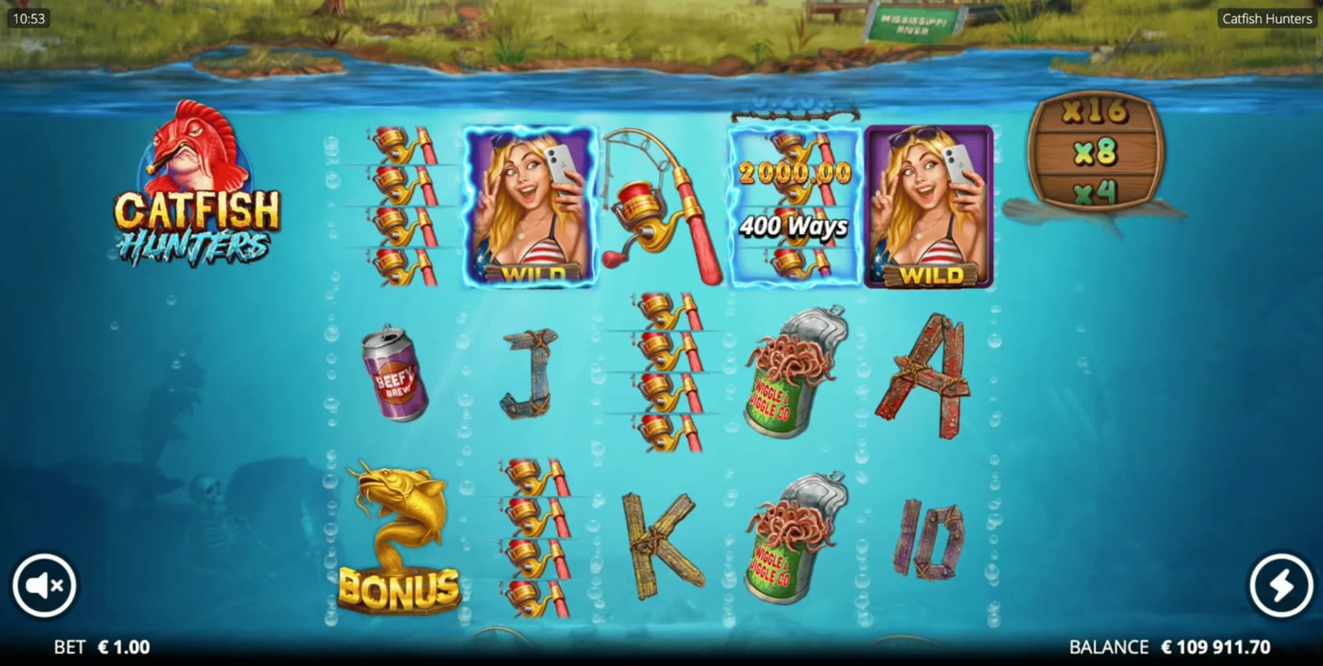 xWays feature revealing 2-4 matching symbols or Wild/Fish combinations