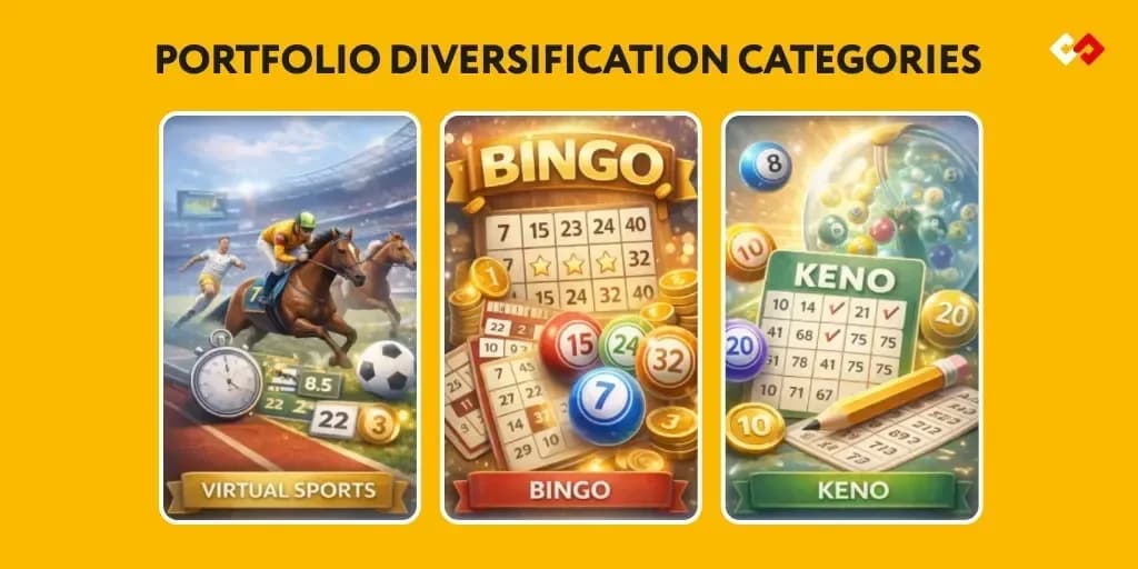 Alternative game types including virtual sports, bingo, and keno for market expansion