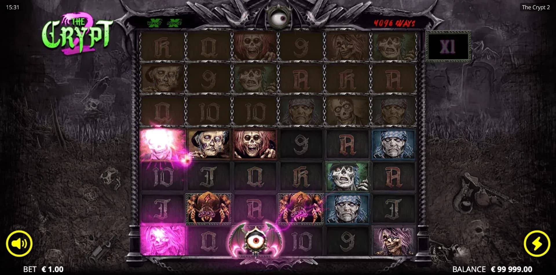 Bonus spins award system with doubled eye counts and unlocked positions