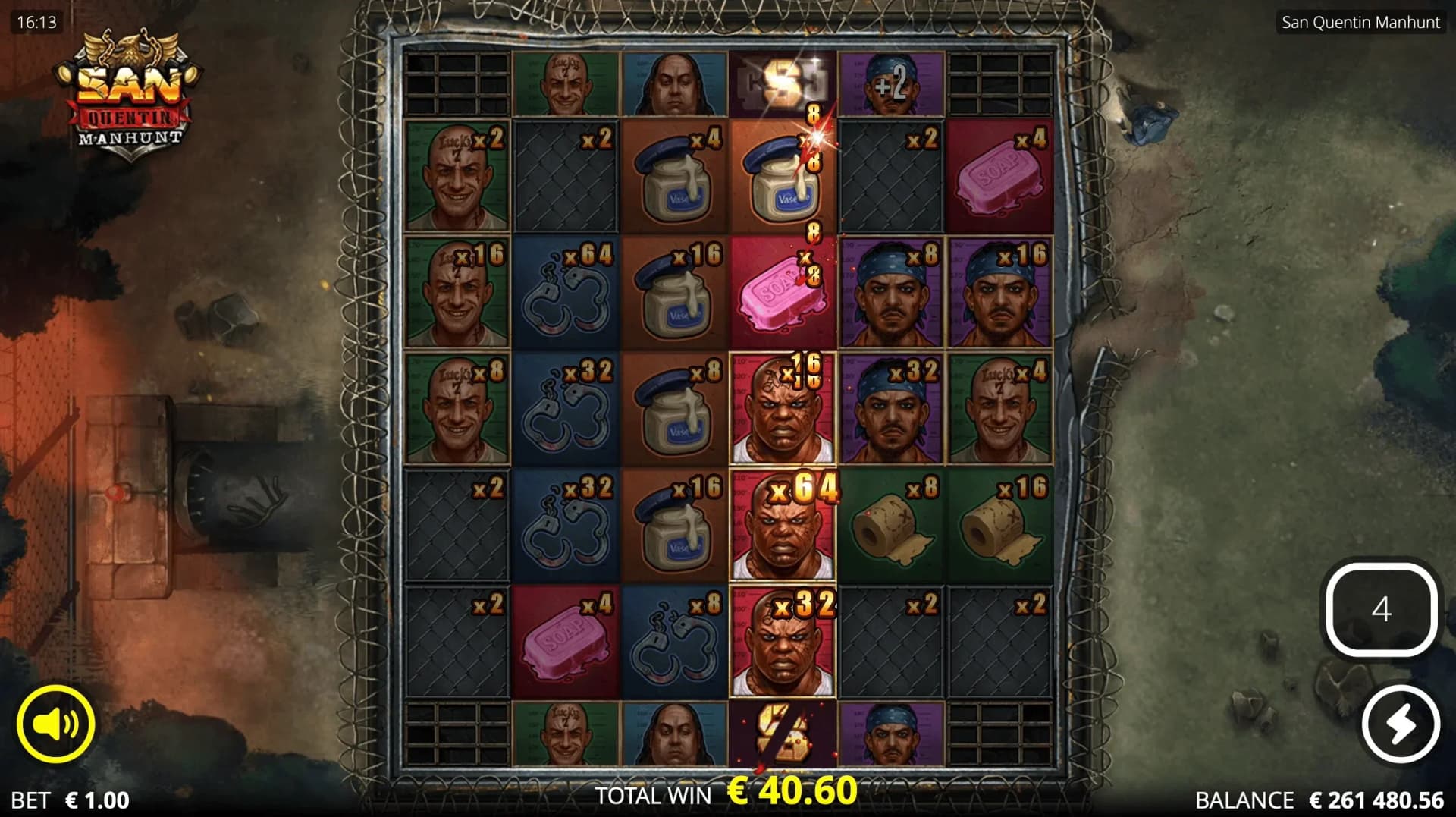 Cascade sequences showing 128x multiplier cap in base game