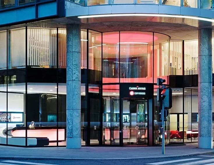 Casino entrance showcasing Austria's state-controlled gambling monopoly system