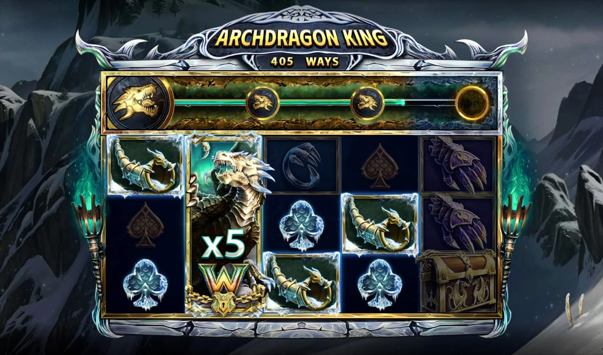 Dragon Wild progression table showing size and multiplier increases