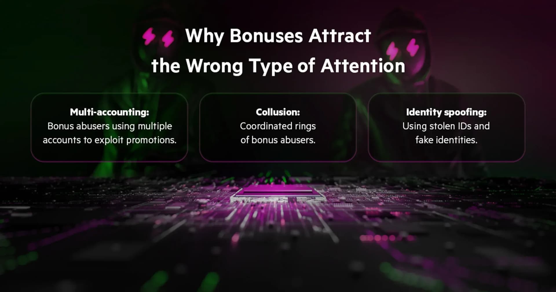 Three common bonus fraud tactics targeting iGaming operators and promotional campaigns.