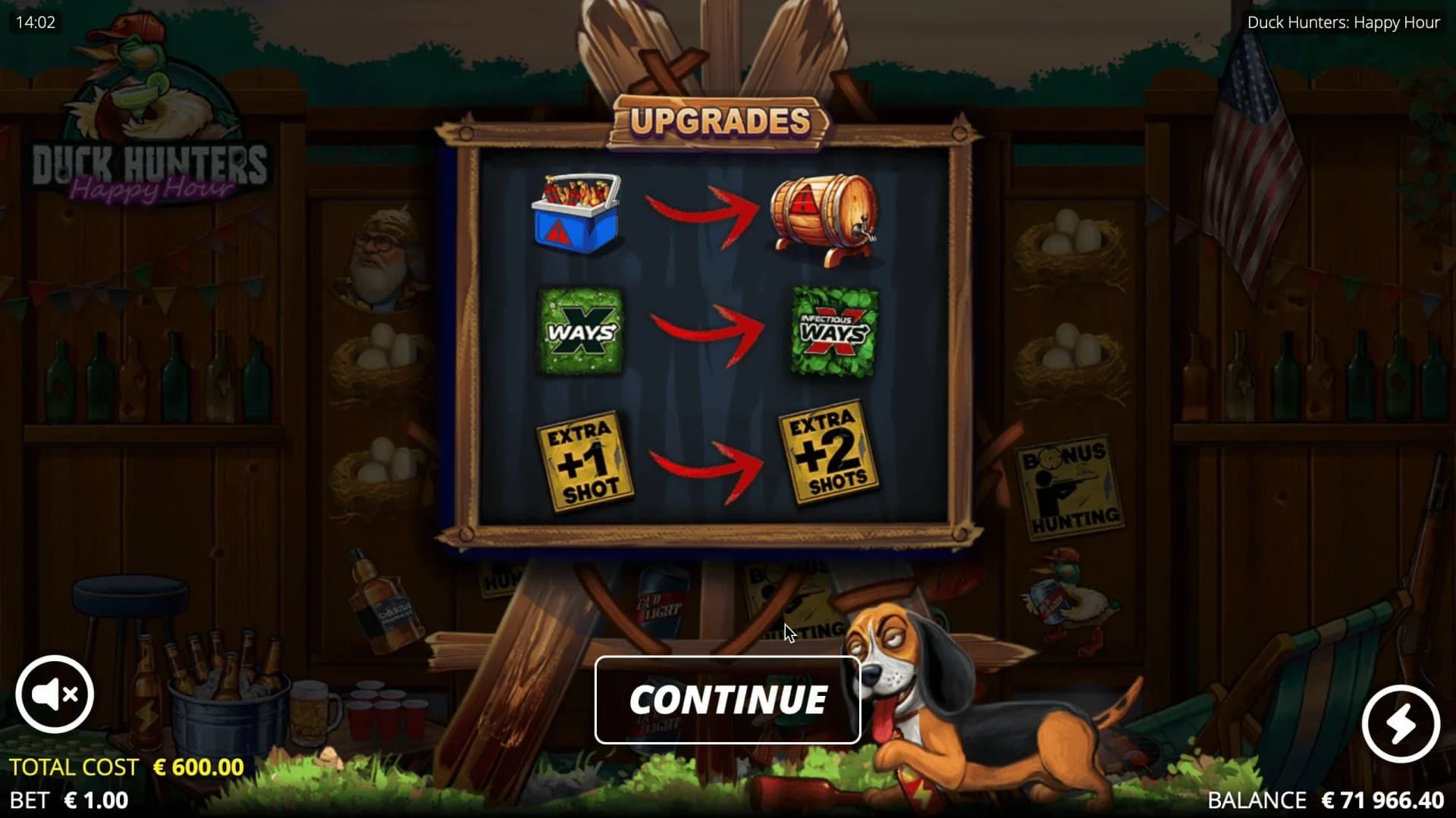 Three-tier bonus system with Duck Hunt, Hawk Eye, and Big Game