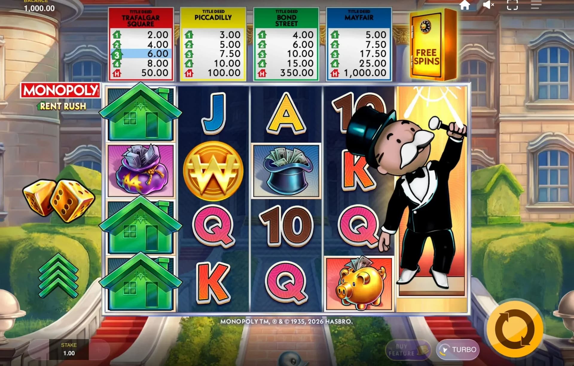 Trafalgar Square provides starting multipliers from 2x to 8x