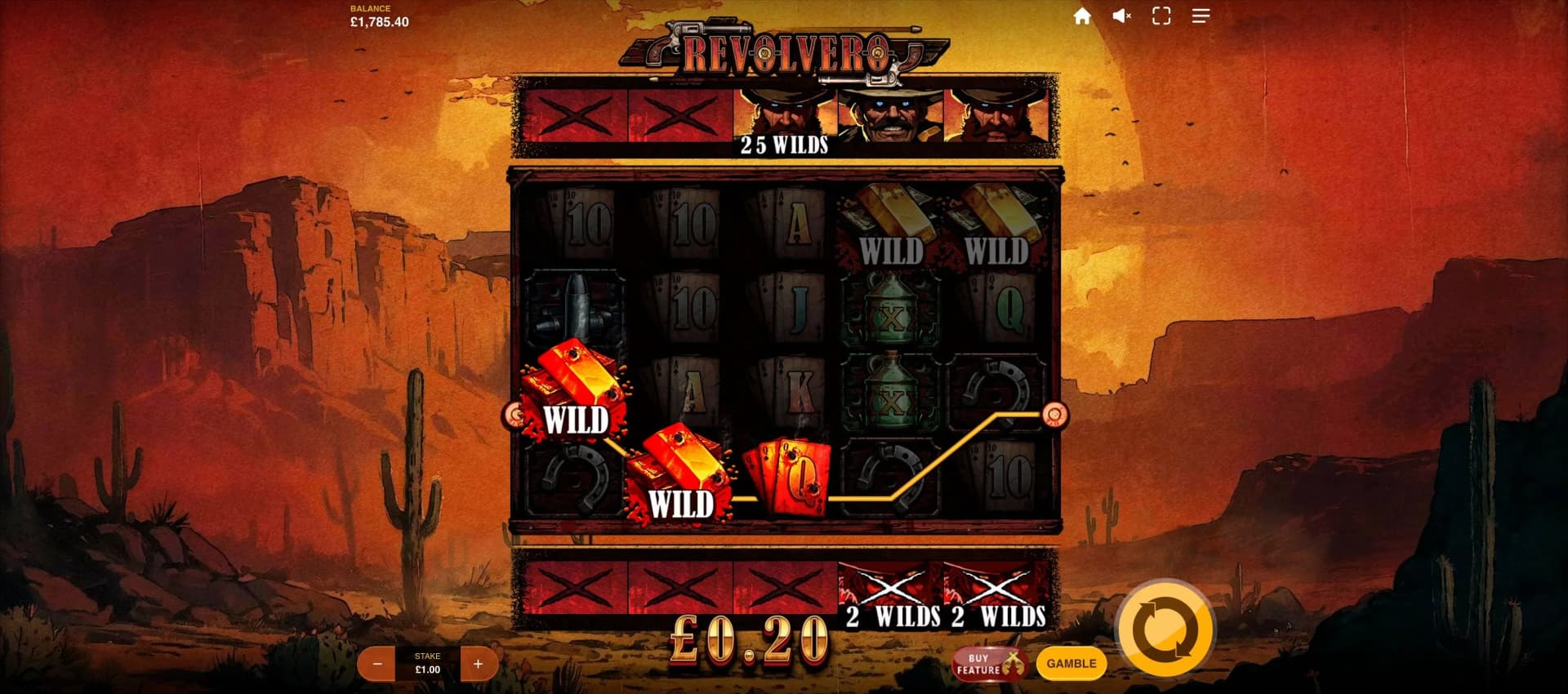 Wild symbols substitute for all paying symbols via Showdown feature